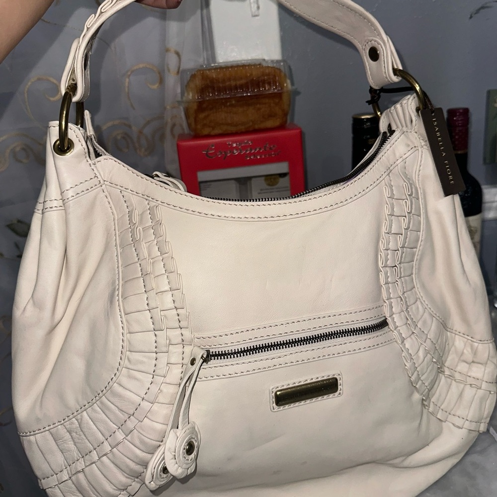 Isabella fiore Elegant White Leather Handbag